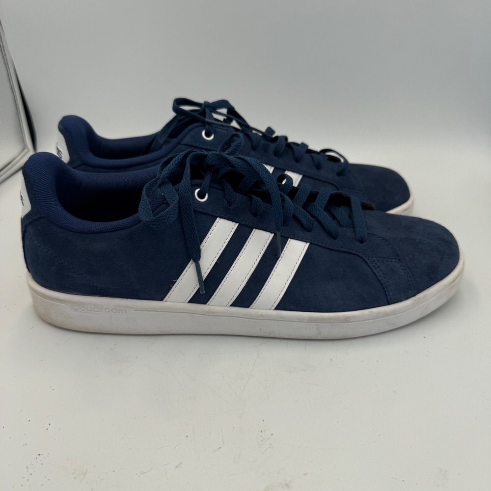 Adidas Cloudfoam Advantage Navy Blue Suede Sneakers Mens 11.5 B74227
